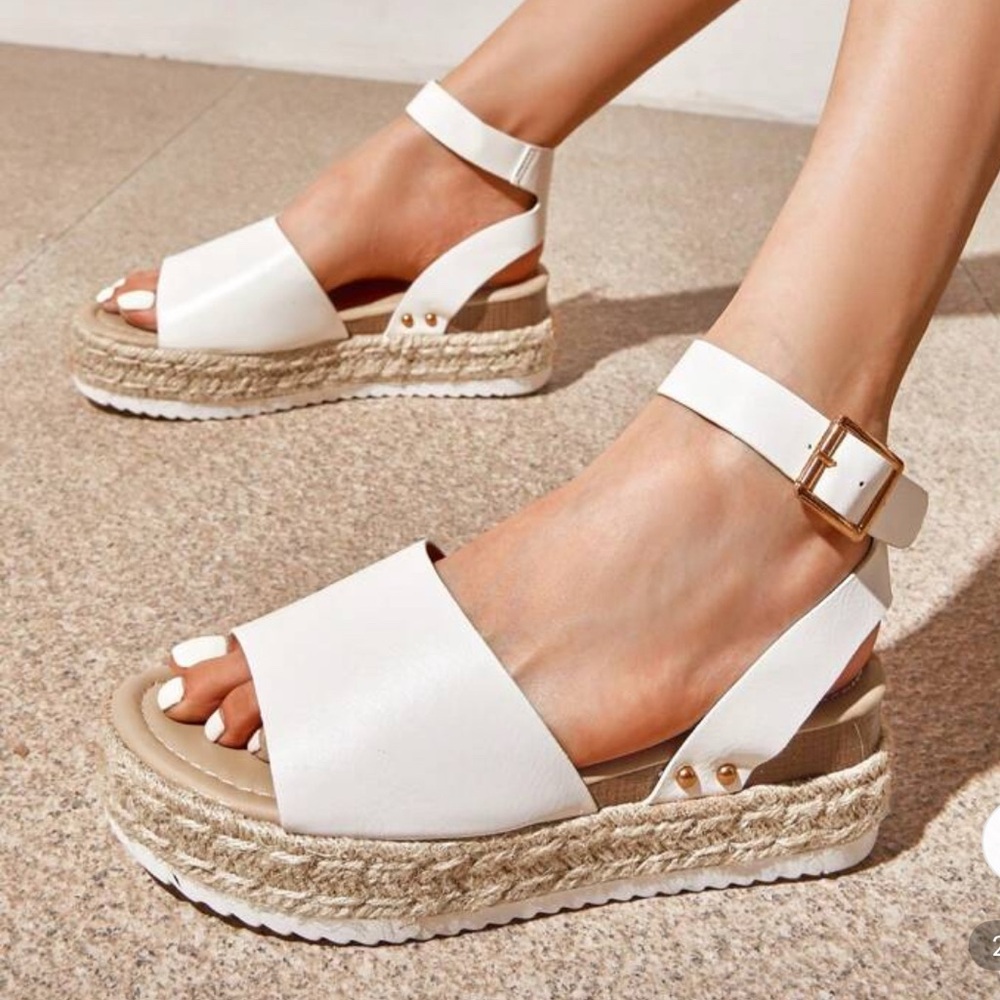 White Espadrille Platform Sandals